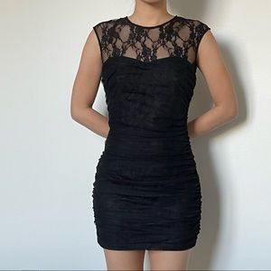Black lace bodycon mini dress